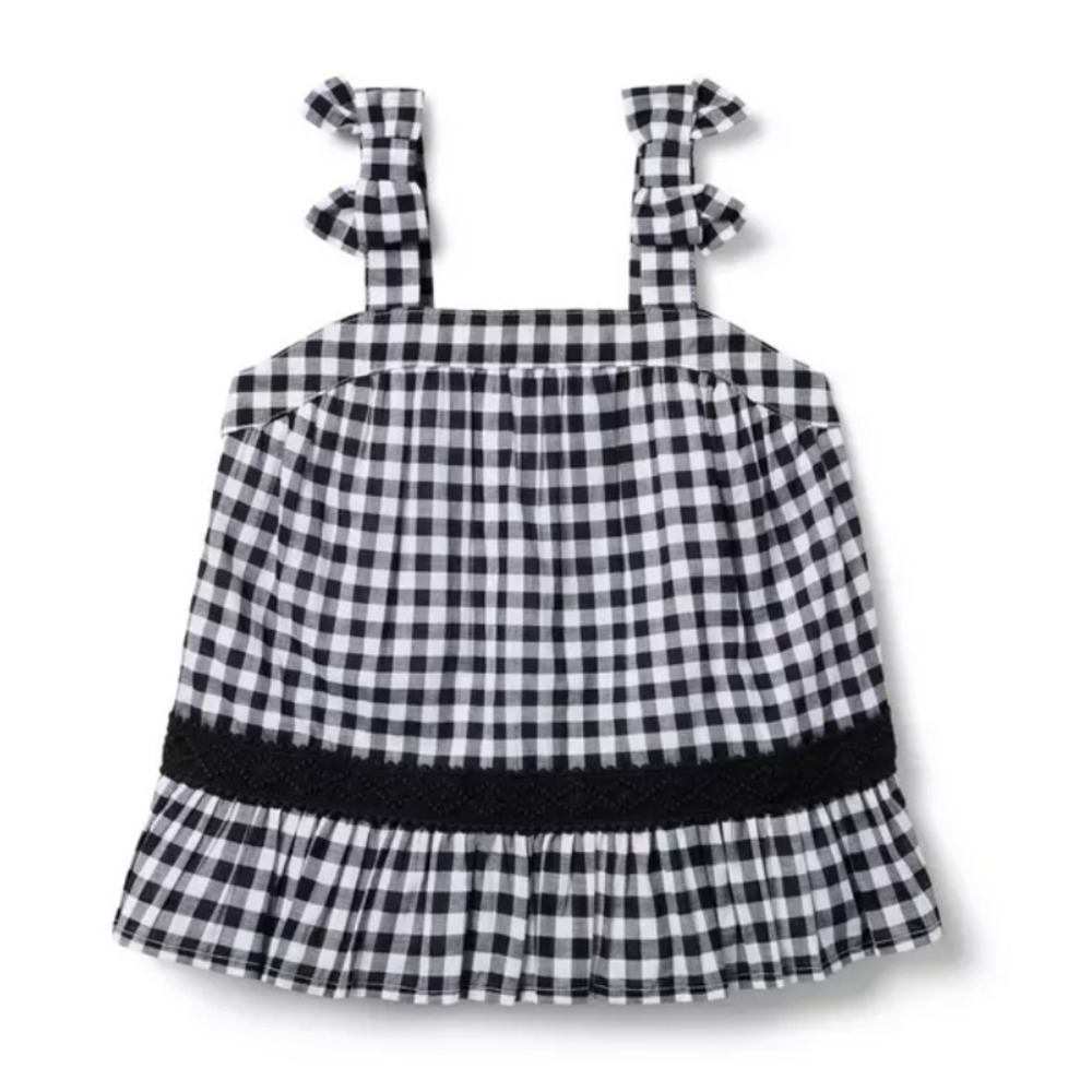Janie and Jack Gingham Crochet Trim Top‎ Size 5